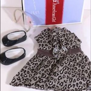 American girl doll outfit-dress grey animal print